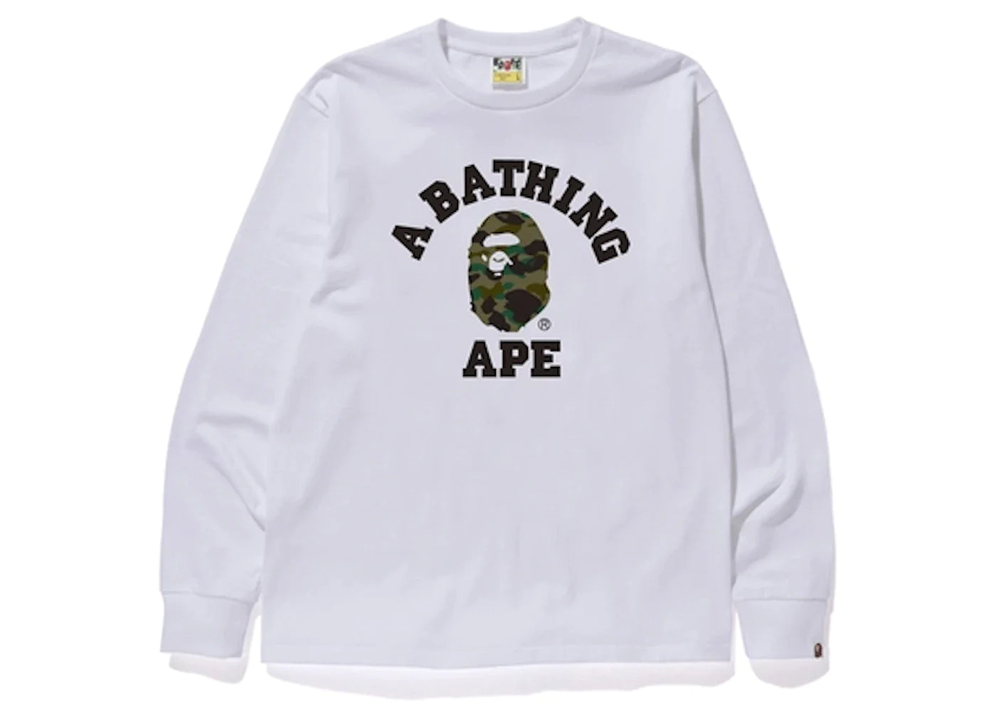 BAPE COLLEGE LOGO L/S TEE "WHITE/RED"