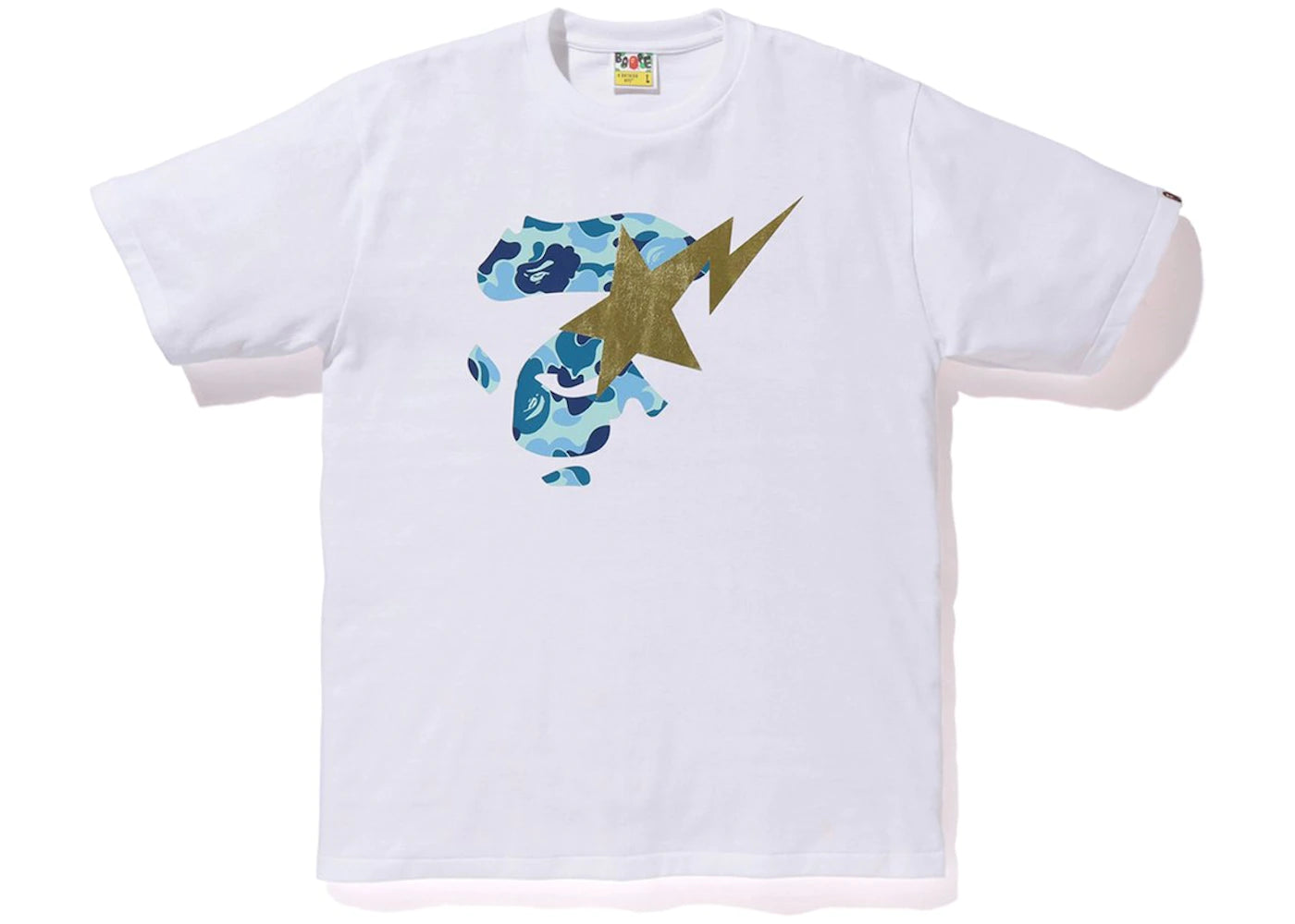 BAPE APE FACE GOLD BAPESTA TEE NAVY/WHITE WOMENS