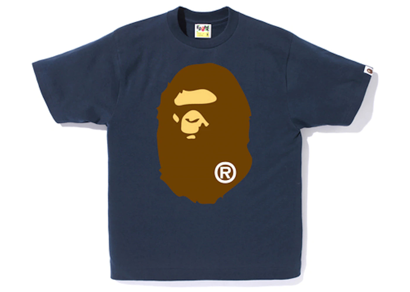 BAPE APE HEAD BADGE YELLOW TEE "NAVY"