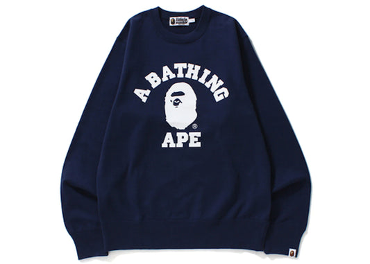 BAPE COLLEGE OS CREWNECK "NAVY"