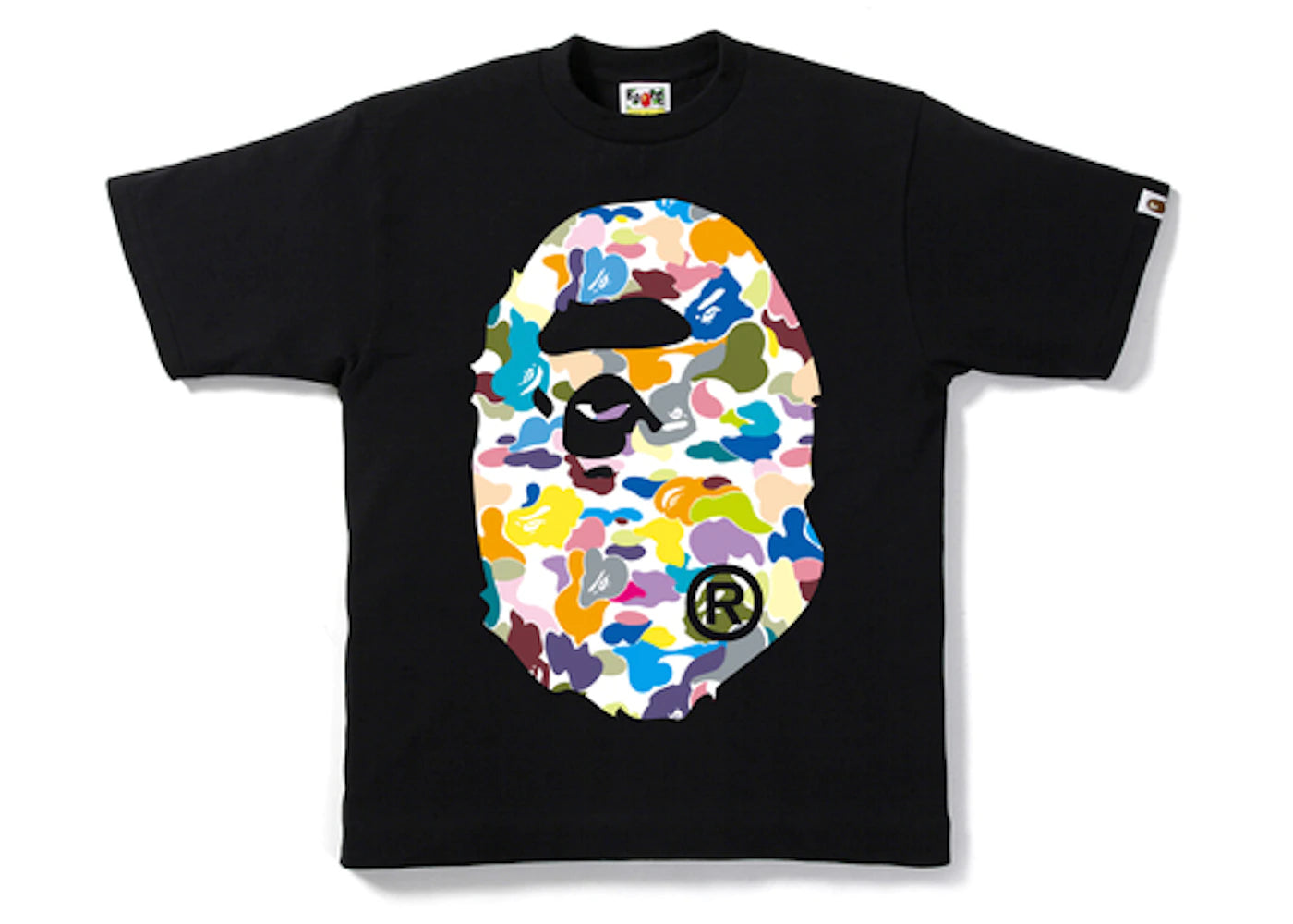 BAPE MULTI APE YELLOW CAMO BIG APE HEAD TEE BLACK