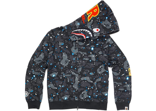 BAPE SPACE CAMO PONR SHARK HOODIE "BLACK" (004)