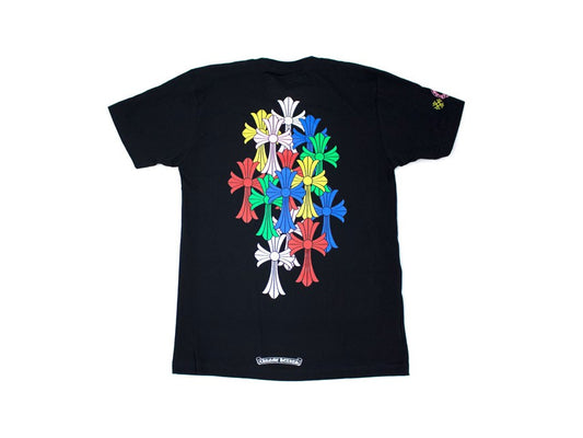 CDG MULTI-COLOR CROSSES TEE "BLACK"