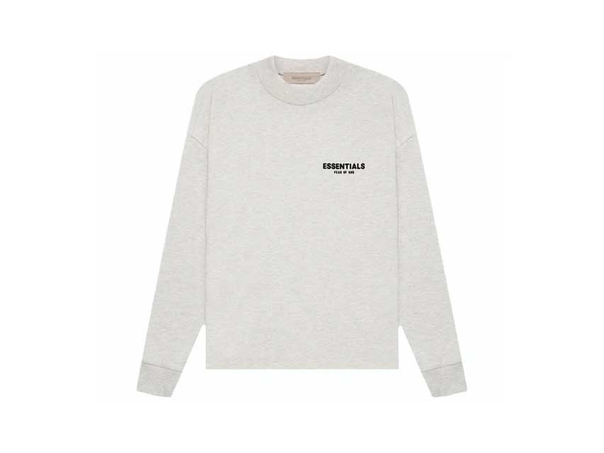 ESSENTIALS SS22 L/S TEE "LIGHT HEATHER OATMEAL"