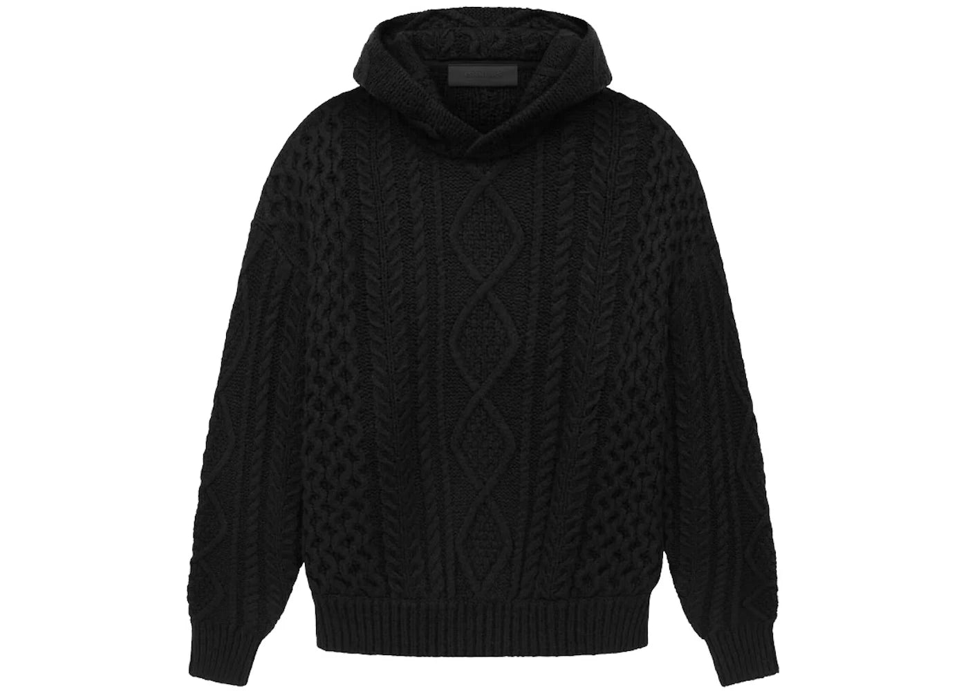 ESSENTIALKS KNIT HOODIE BLACK