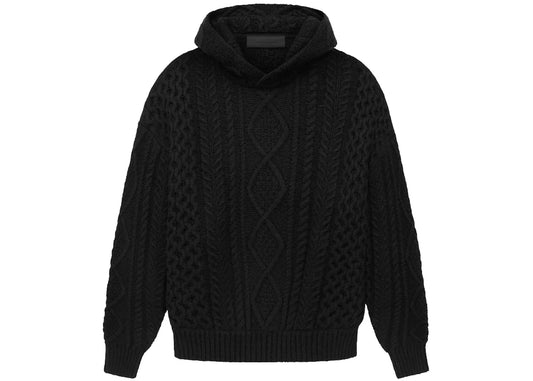 ESSENTIALKS KNIT HOODIE BLACK