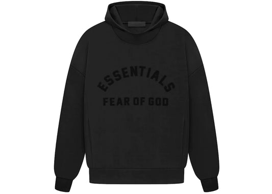 FEAR OF GOD ESSENTIALS ARCH LOGO HOODIE JET BLACK