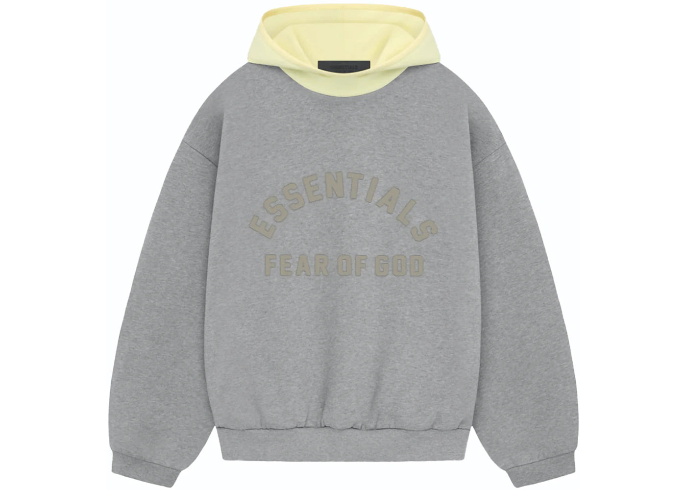 ESSENTIALS NYLON FLEECE HOODIE "DARK HEATHER OATMEAL/GARDEN YELLOW"