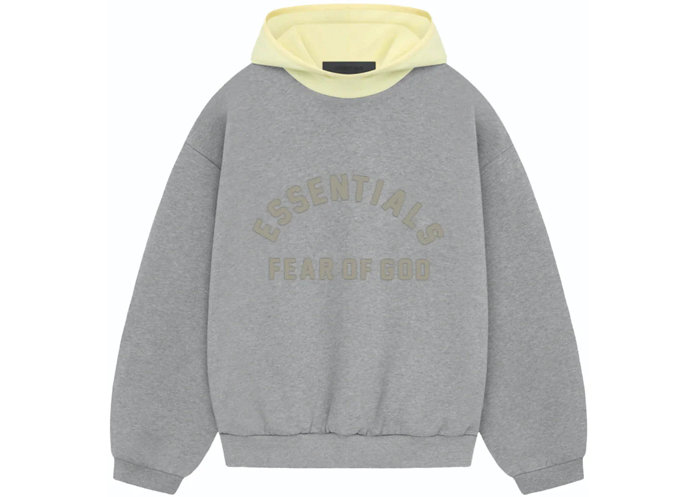 ESSENTIALS NYLON FLEECE HOODIE "DARK HEATHER OATMEAL/GARDEN YELLOW"