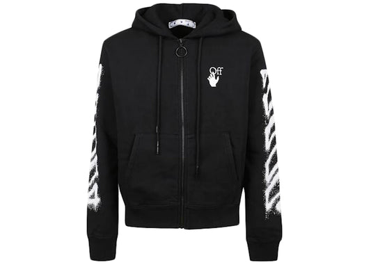 OFF-WHITE PINK/ORANGE MARKER ARROW ZIP HOODIE "BLACK"