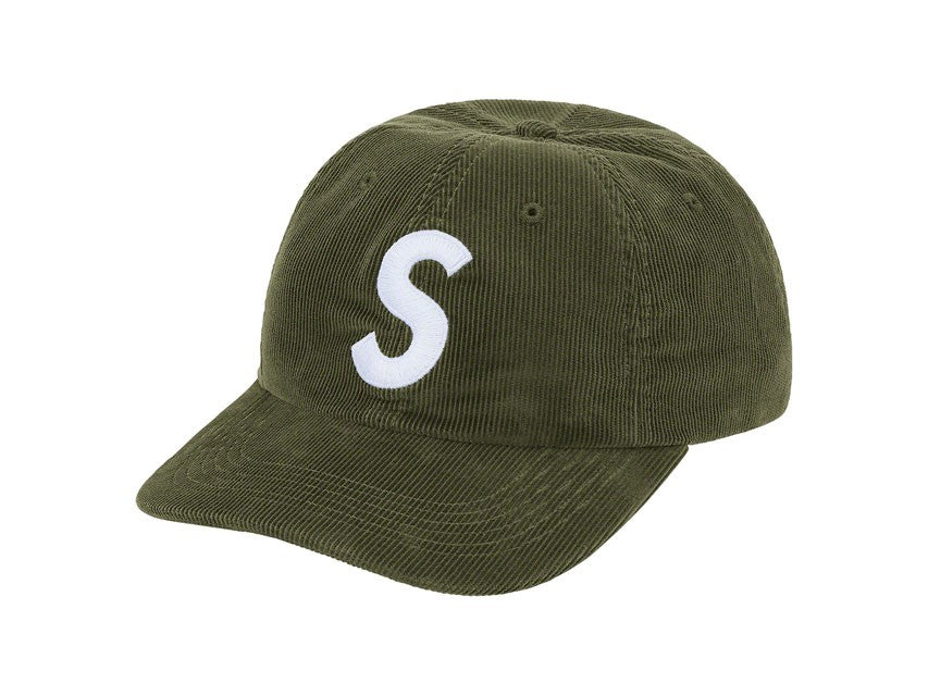 SUPREME FINE WALE CORDUROY S LOGO 6-PANEL CAP "OLIVE"