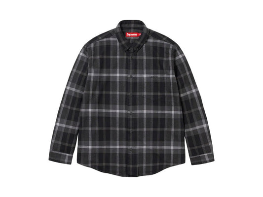 SUPREME PLAID FLANNEL POLO SHIRT "BLACK"