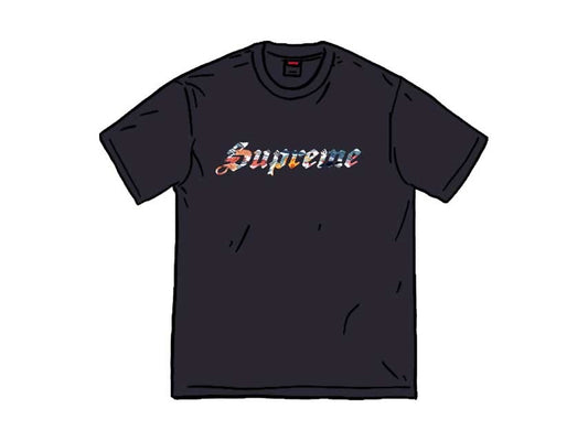 SUPREME FLORAL APPLIQU S/S TOP "BLACK"