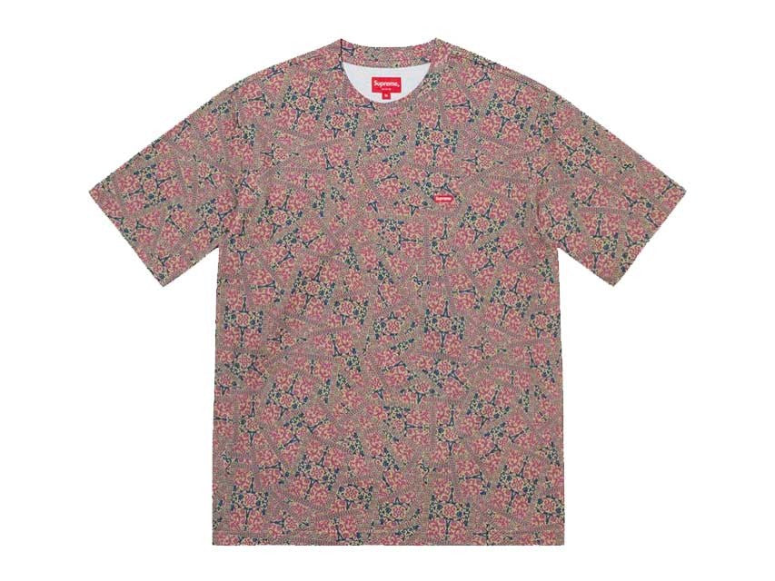 SUPREME SMALL BOX TEE FLORAL CARDS "KHAKI"