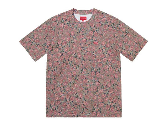 SUPREME SMALL BOX TEE FLORAL CARDS "KHAKI"