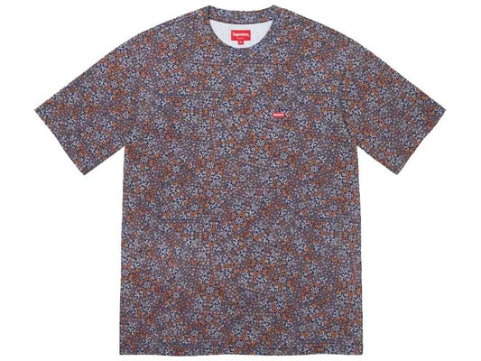 SUPREME SMALL BOX TEE FLORAL CARDS "NAVY"