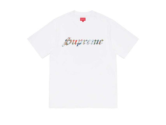 SUPREME FLORAL APPLIQU S/S TOP "WHITE"