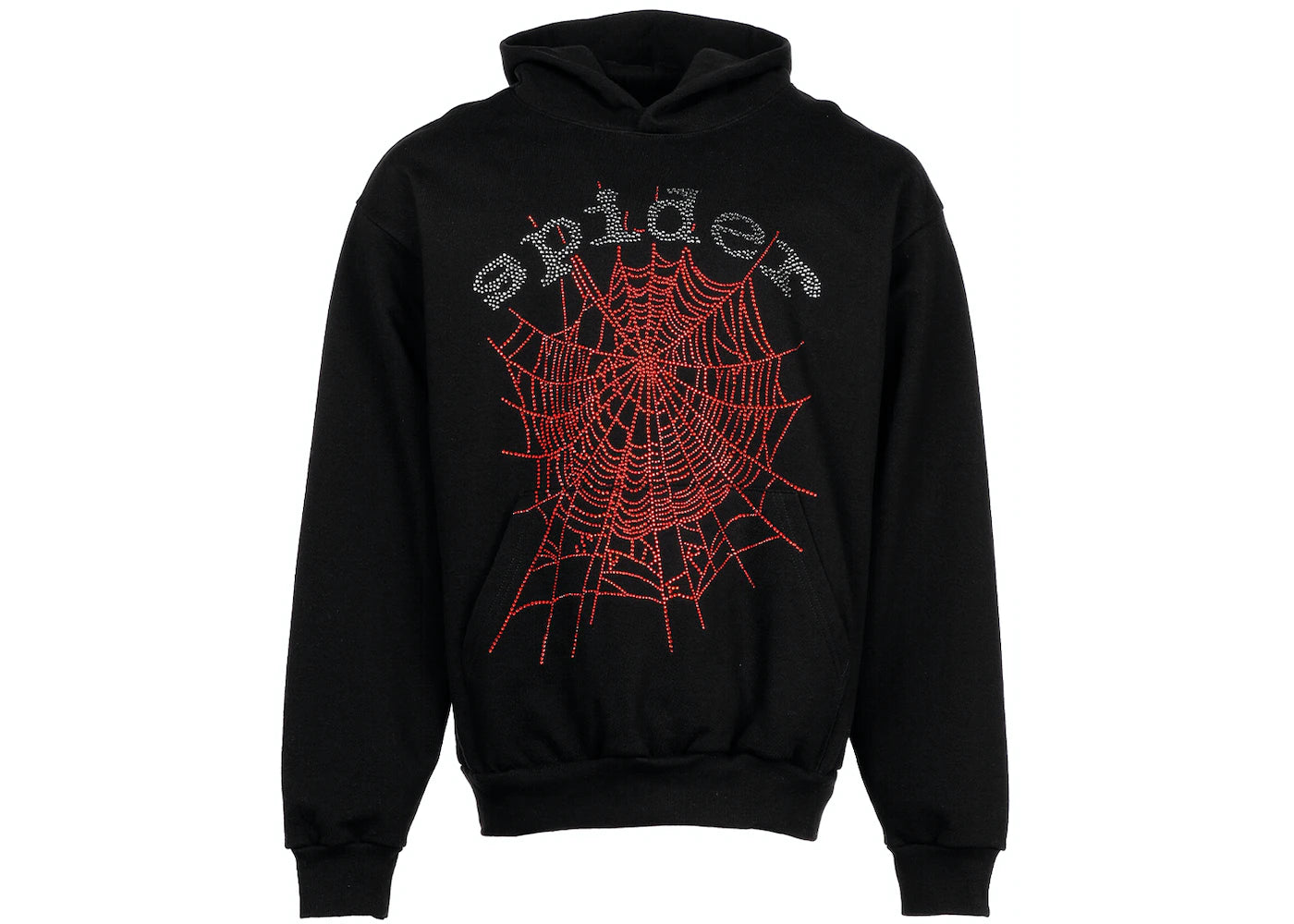 SP5DER RHINESTONE HOODIE BLACK (002)