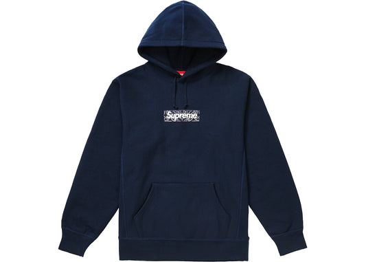 SUPREME BANDANA BOX LOGO HOODED SWEATSHIRT NAVY