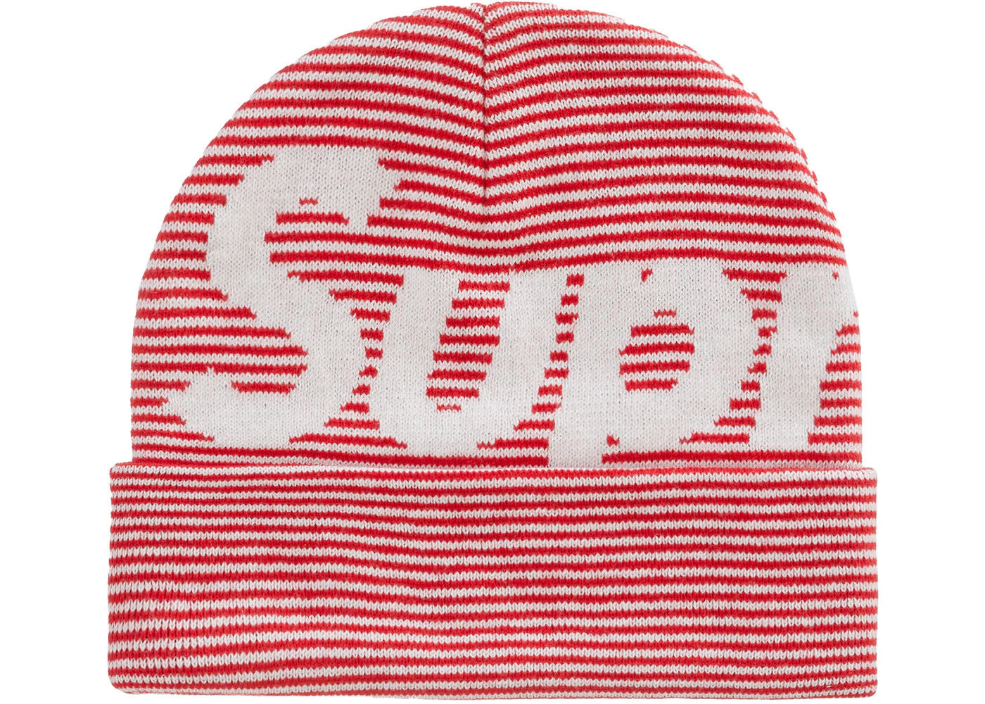 SUPREME BIG LOGO BEANIE (FW22) RED STRIPE