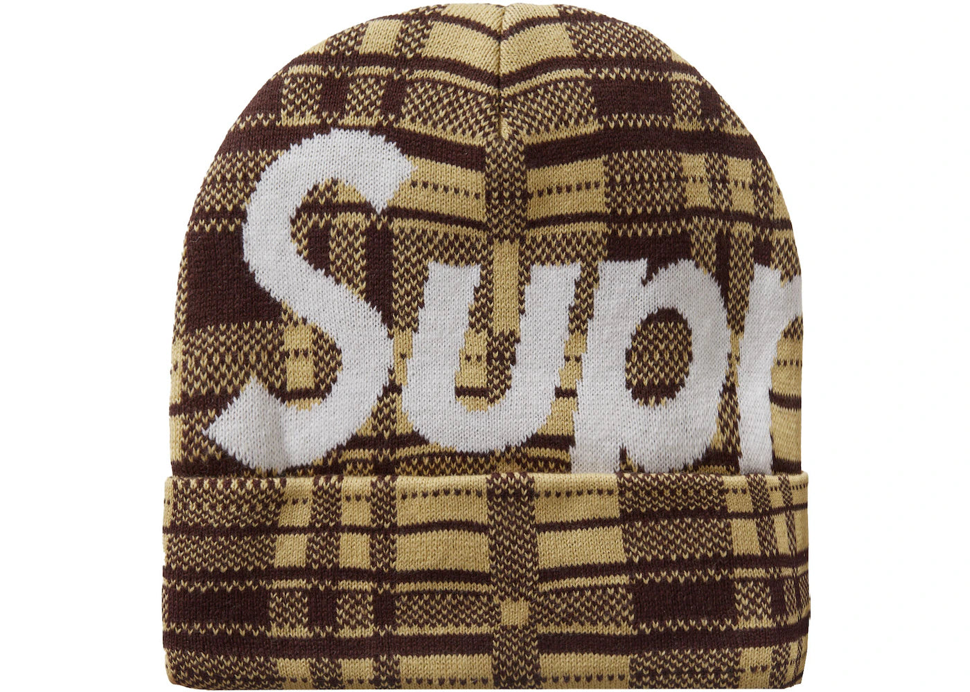 SUPREME BIG LOGO BEANIE BEANIE (FW23) TAN PLAID