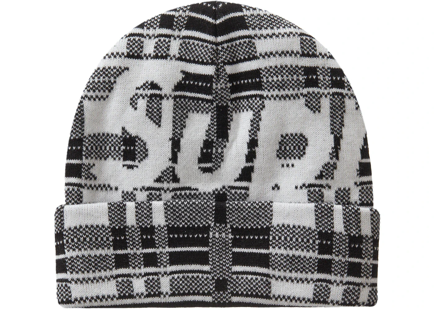 SUPREME BIG LOGO BEANIE BEANIE (FW23) WHITE PLAID