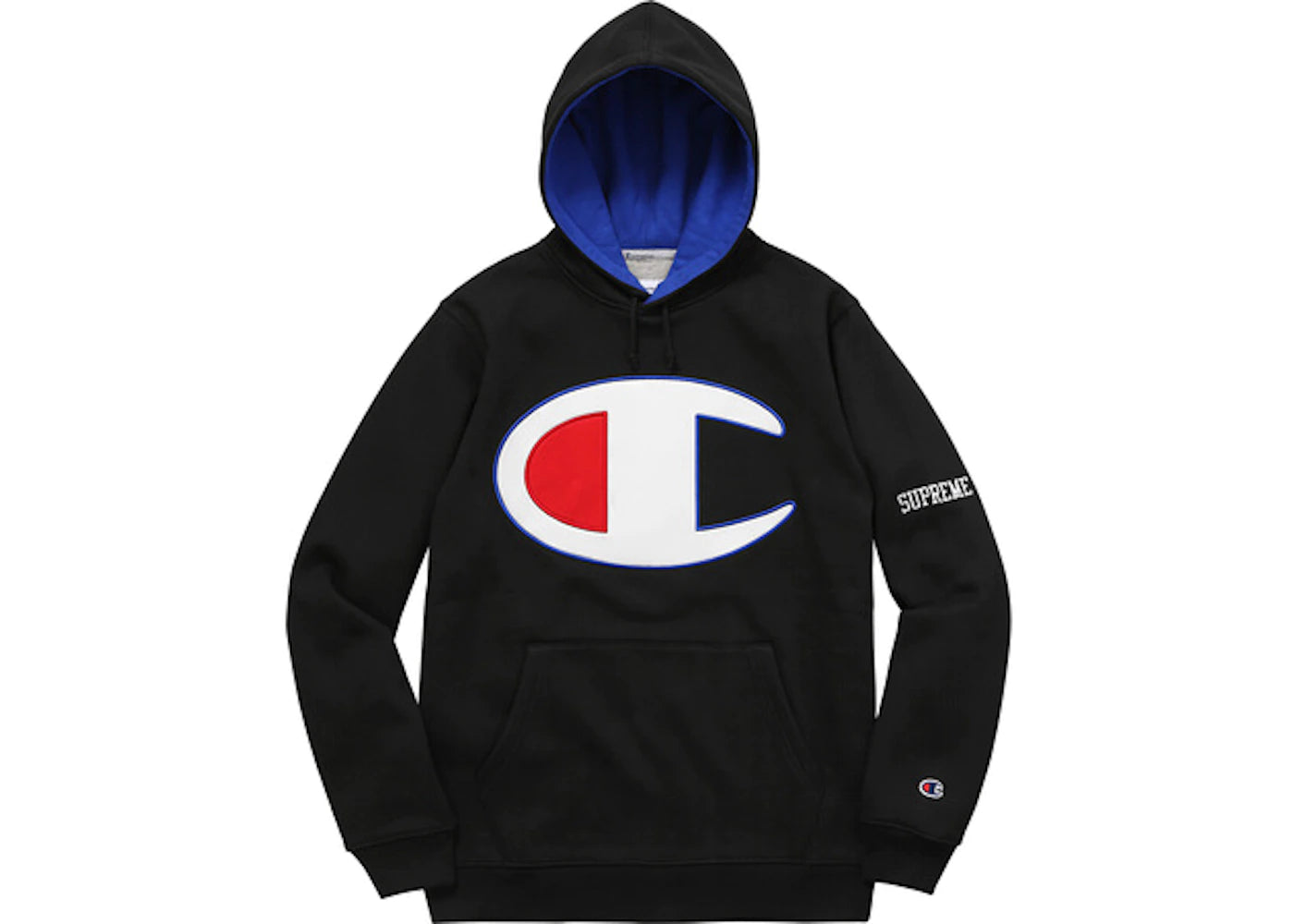 SUPREME SATIN LOGO HOODIE BLACK