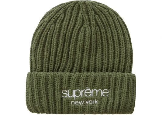 SUP CLASSIC LOGO CHUNKY RIBBED BEANIE "OLIVE"