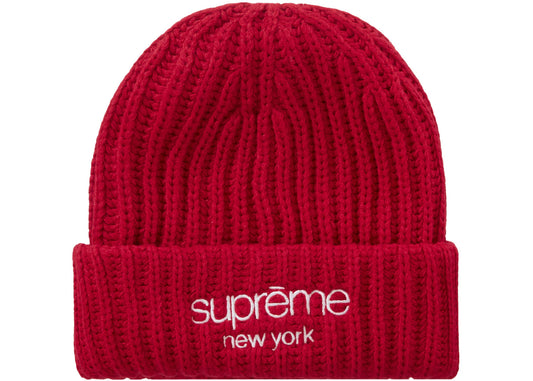 SUP CLASSIC LOGO CHUNKY RIBBED BEANIE "RED"
