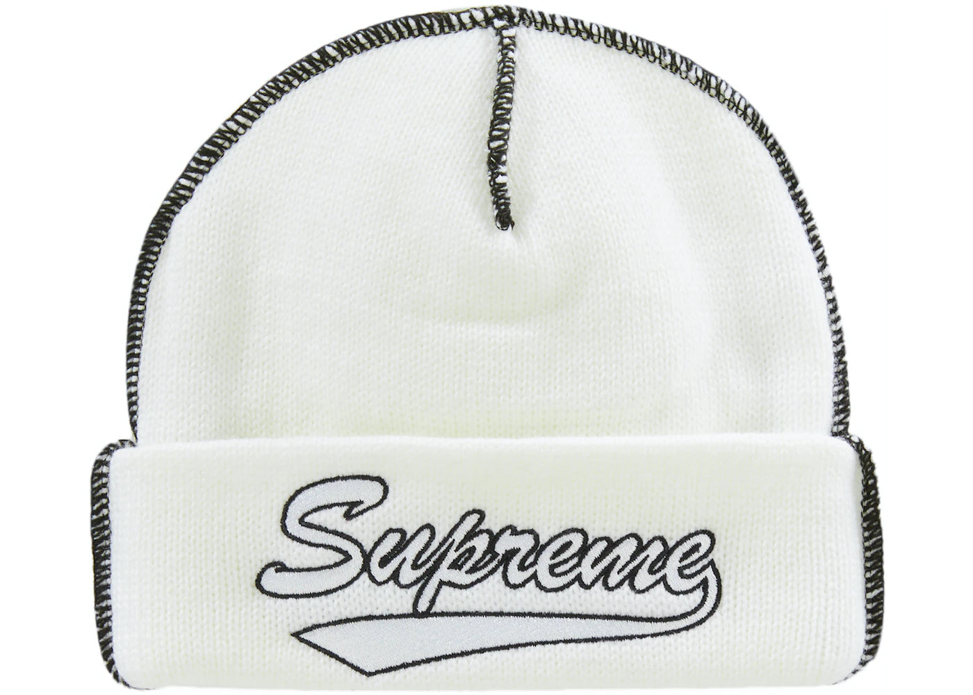 SUPREME CONTRAST BEANIE WHITE