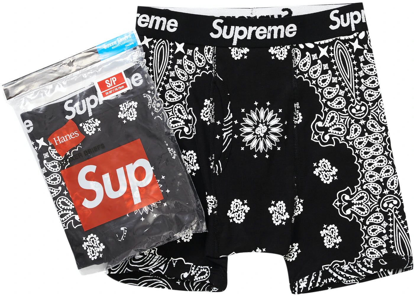 SUPREME HANES BOXER BRIEF BANDANA "BLACK"