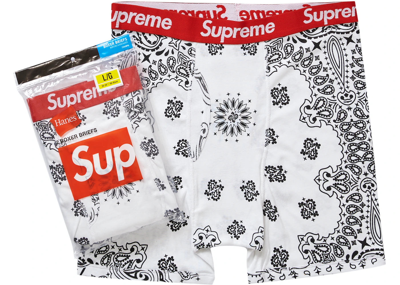 SUPREME HANES BOXER BRIEF BANDANA "WHITE"