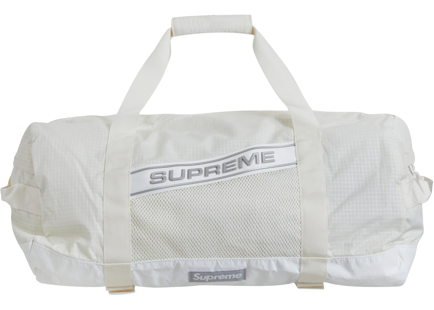 SUPREME LOGO DUFFLE BAG WHITE (FW23)