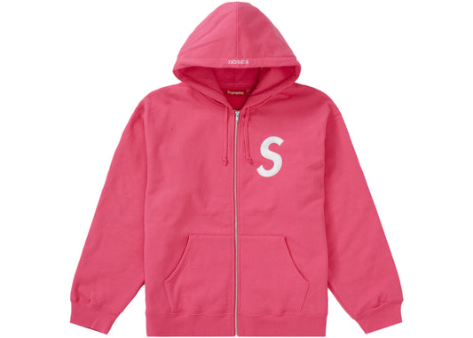 SUPREME S LOGO ZIP UP MAGENTA HOODIE