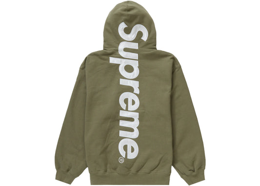 SUPREME SATIN APPLIQU HOODED SWEATSHIRT 'OLIVE'