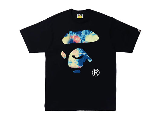 BAPE TIE DYE APE FACE TEE "BLACK/MULTI"