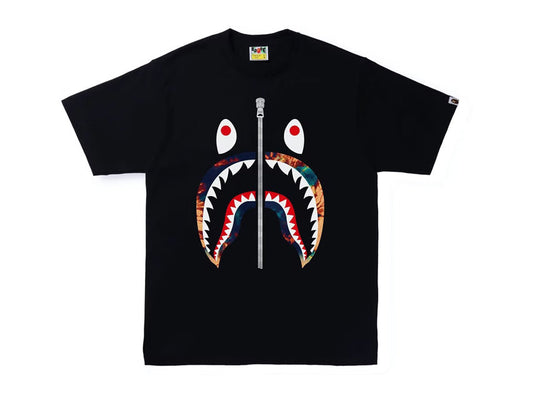 BAPE TIE DYE SHARK TEE "BLACK/NAVY"