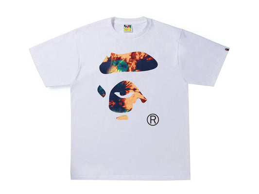 BAPE TIE DYE APE FACE TEE "WHITE/NAVY"