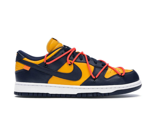 NIKE DUNK LOW LTHR "OFF-WHITE UNIVERSITY GOLD/NAVY"