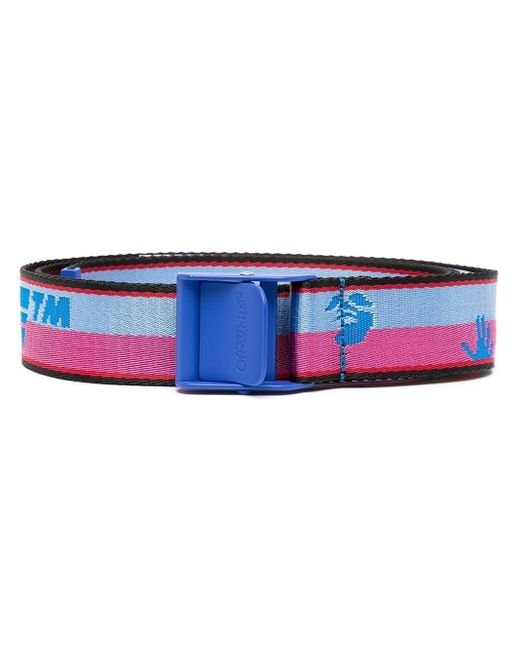 OFF-WHITE STRIPED INDUSTRIAL SHORT BELT "BLUE/PINK/BLUE BUCKLE"