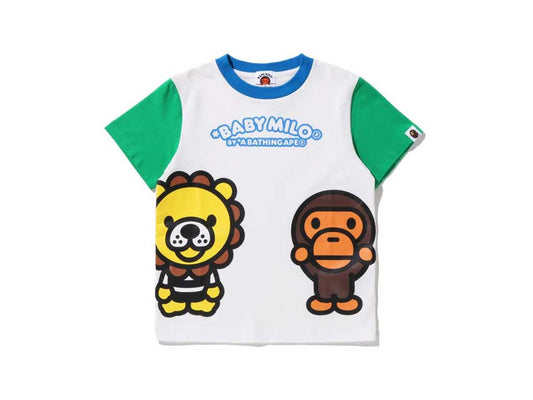 BAPE BABY MILO TEE  KIDS "WHITE/GREEN SLEEVES"