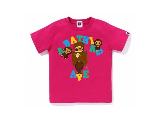 BAPE MILO ON BAPE LOGO TEE  KIDS "PINK"