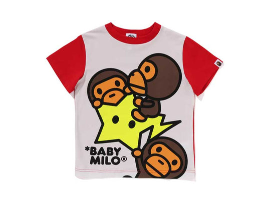 BAPE BABY MILO TEE KIDS "WHITE//RED SLEEVES"