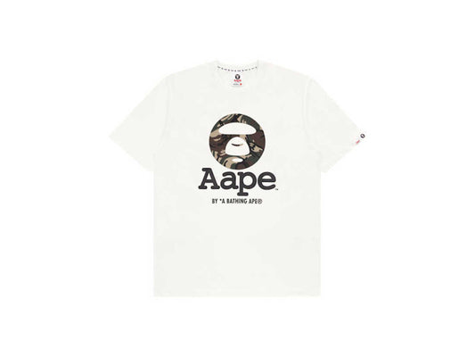 WHITE MOONFACE PATTERNED T-SHIRT AAPE