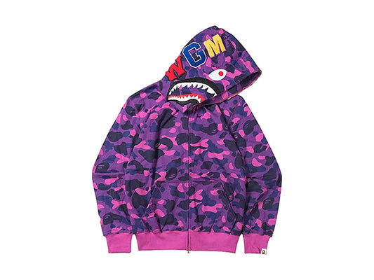 BAPE SHARK WGM JERSEY HOODIE "PURPLE CAMO"