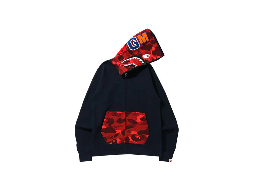 BAPE SHARK WGM HOODIE "GREY/RED CAMO HOOD/PKT"