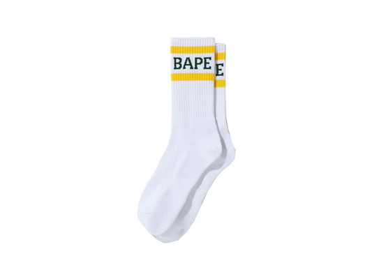 BAPE LOGO SOCKS "YELLOW/GREEN/WHITE"