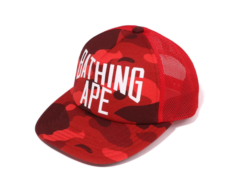 BAPE NYC LOGO TRUCKER HAT "RED CAMO"