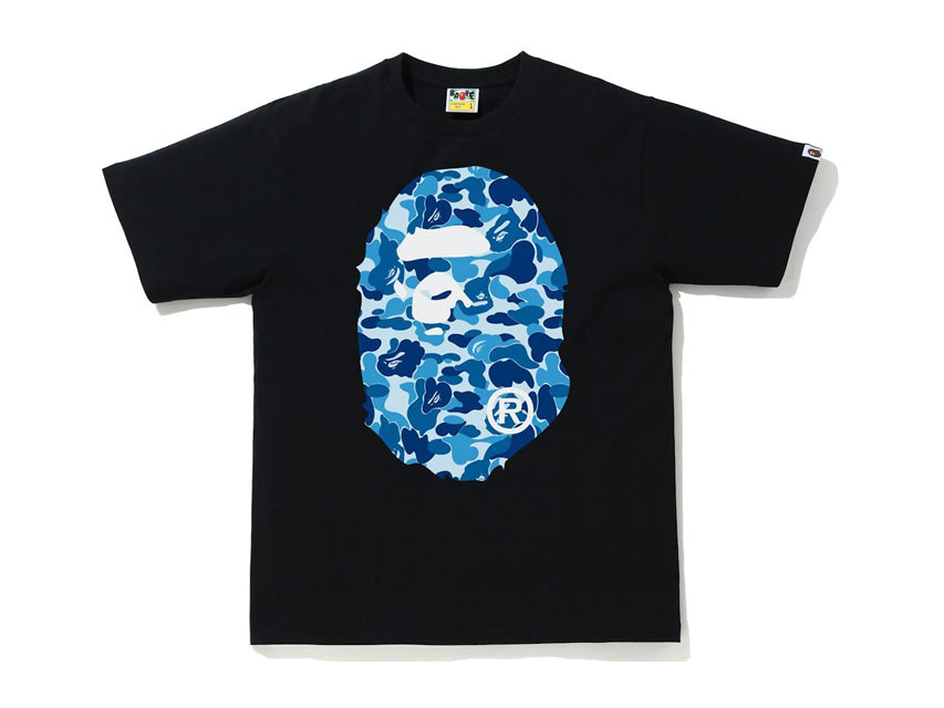 BAPE APE HEAD BLUE CAMO TEXT TEE "BLACK"