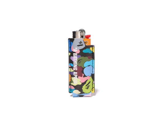 BAPE LEATHER LIGHTER CASE "BLACK MULTI CAMO"